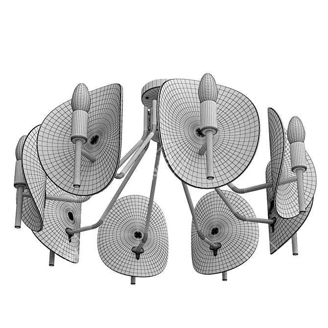 Chic Ceiling Chandelier in Gold 3D model image 3