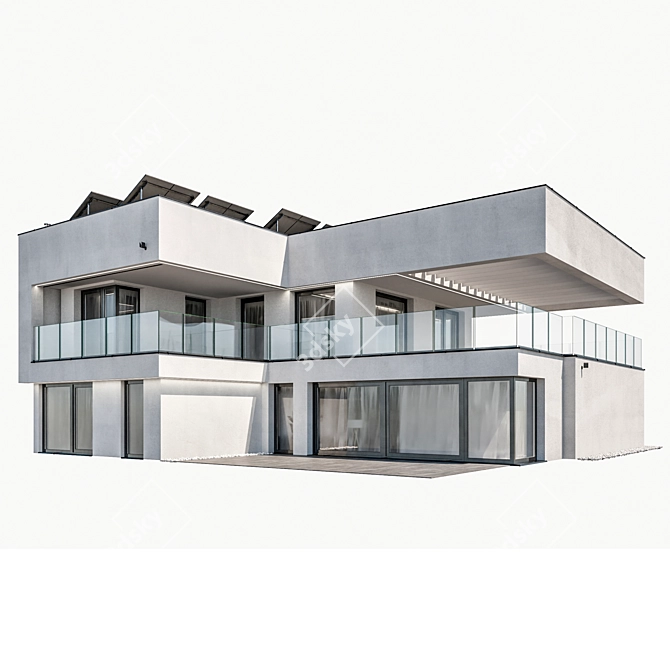 Modern House 3D Model Kit 3D model image 9