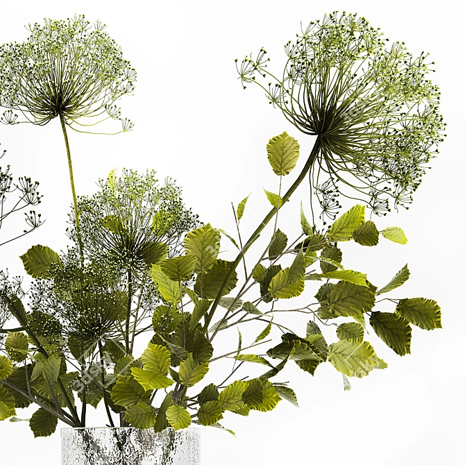 Green Botanical Vase Decor Collection 3D model image 2