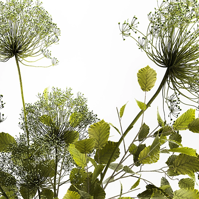 Green Botanical Vase Decor Collection 3D model image 6