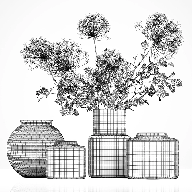 Green Botanical Vase Decor Collection 3D model image 7