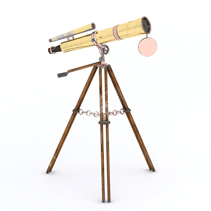 Antique Telescope Model 3D Assets 3D model image 1