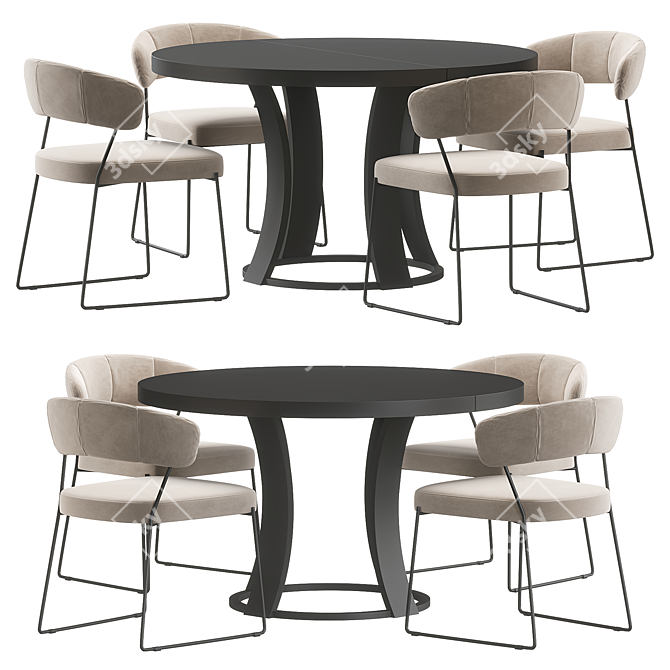 Contemporary Quadrota Dining Table 3D model image 1