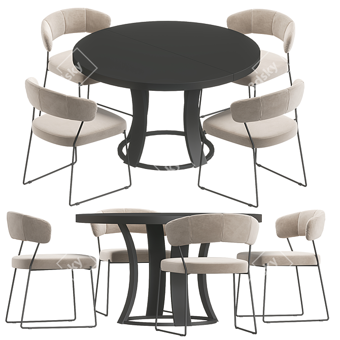 Contemporary Quadrota Dining Table 3D model image 2