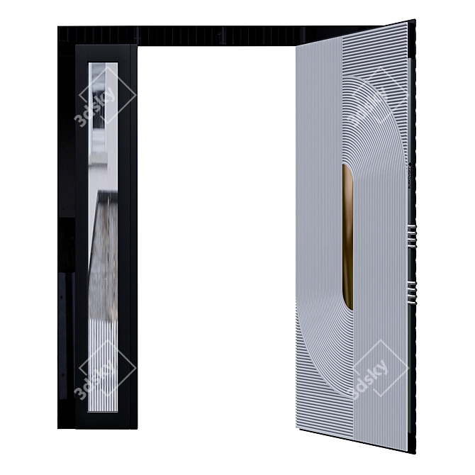 Modern Entrance Door 1779mm Black 3D model image 2