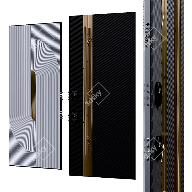 Modern Entrance Door 1779mm Black 3D model image 3