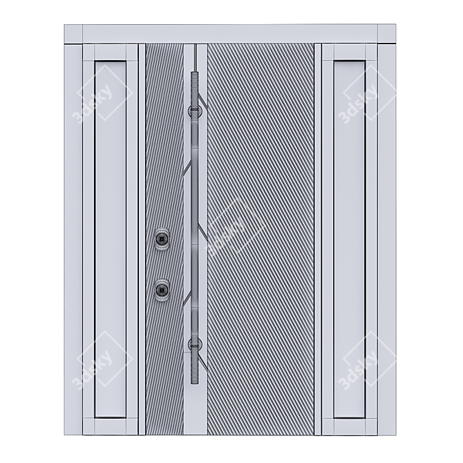 Modern Entrance Door 1779mm Black 3D model image 4