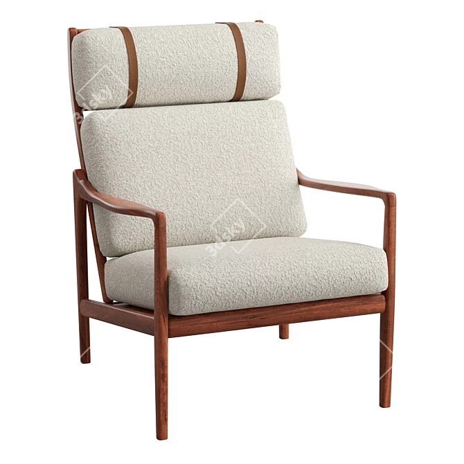 Boucle Walnut Lounge Chair 3D model image 1