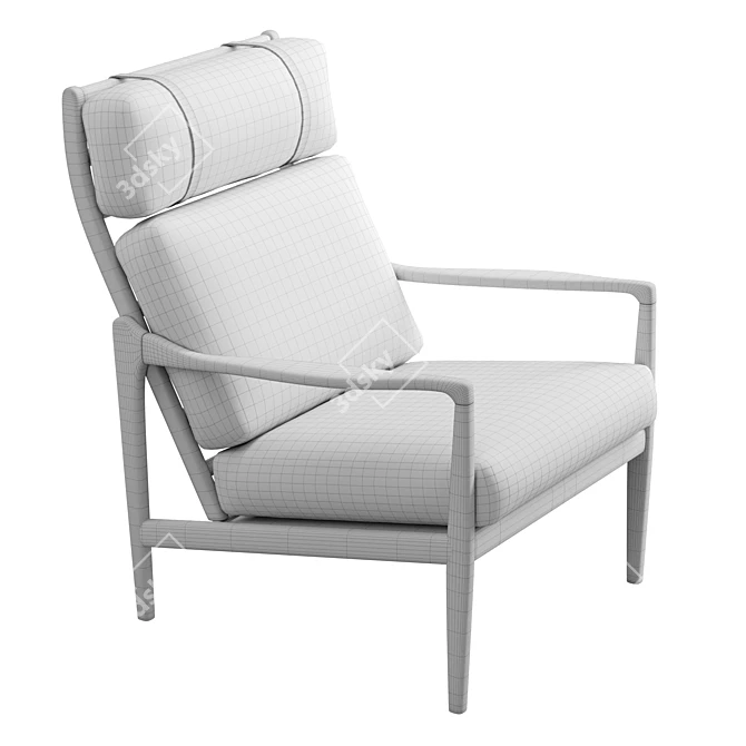 Boucle Walnut Lounge Chair 3D model image 6
