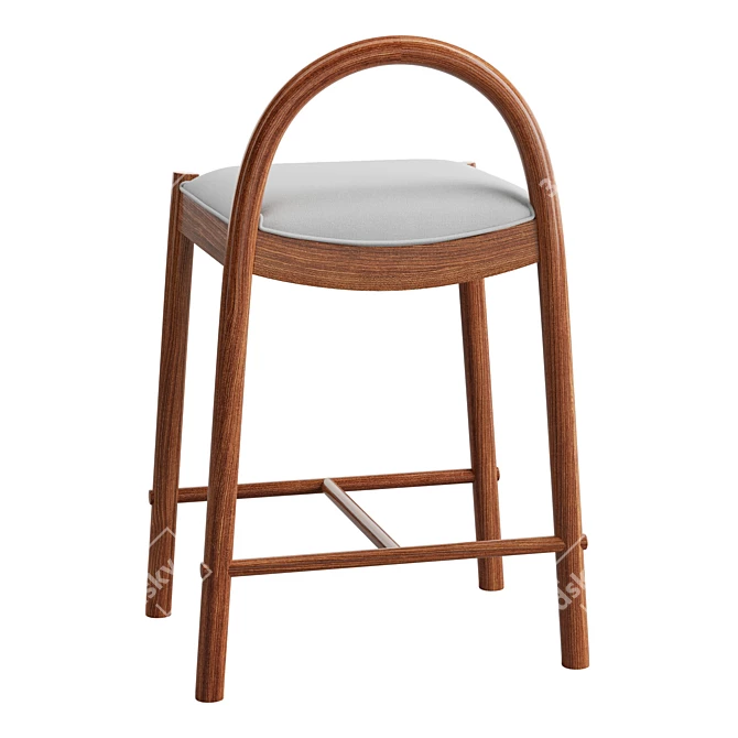 Luxurious Nubuck Leather Counter Stool 3D model image 4