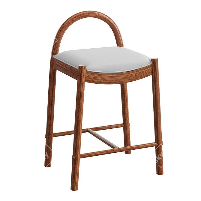 Luxurious Nubuck Leather Counter Stool 3D model image 5