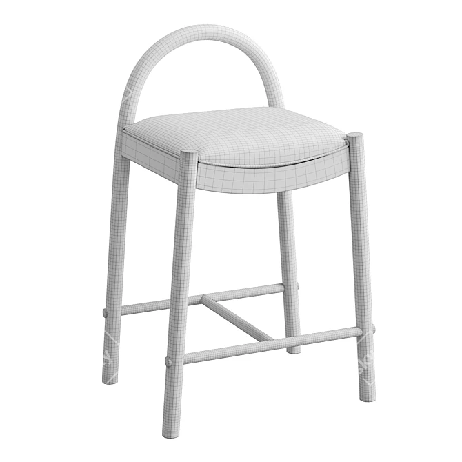 Luxurious Nubuck Leather Counter Stool 3D model image 6
