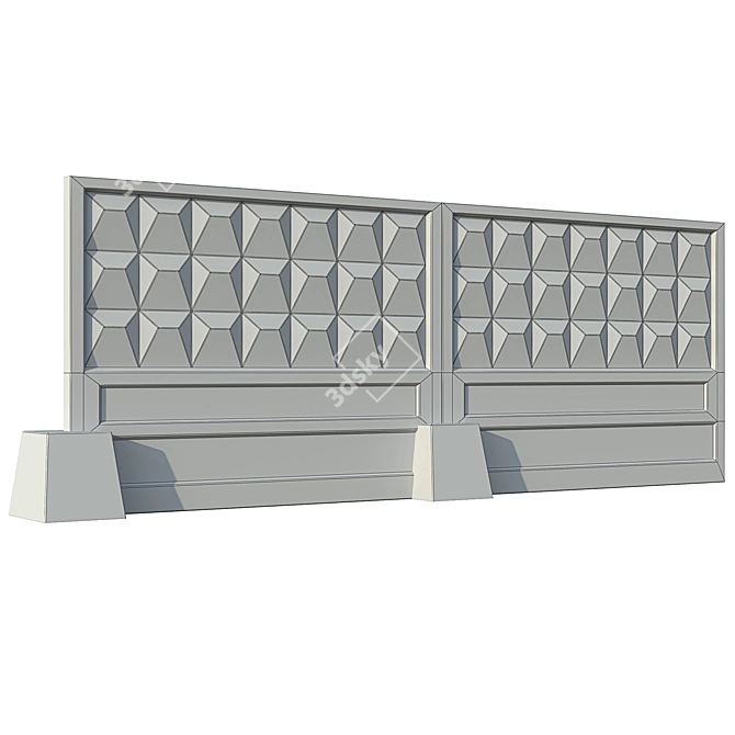 Concrete Fence 3D Model Kit 3D model image 4