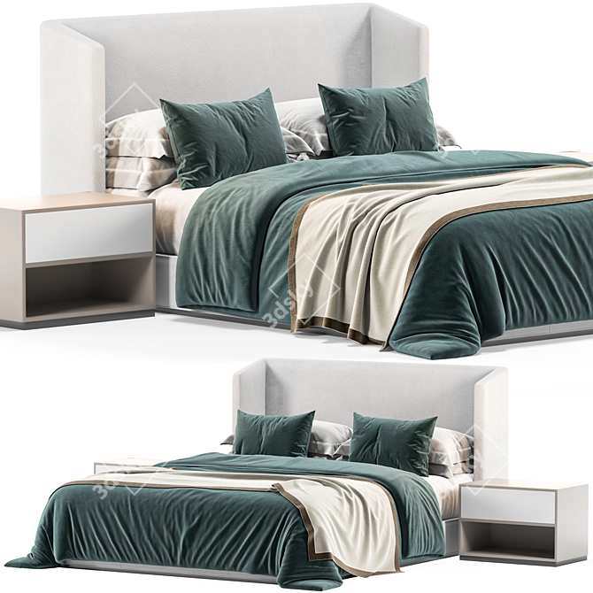 Modern Leather Shelter Bed Design 3D model image 1