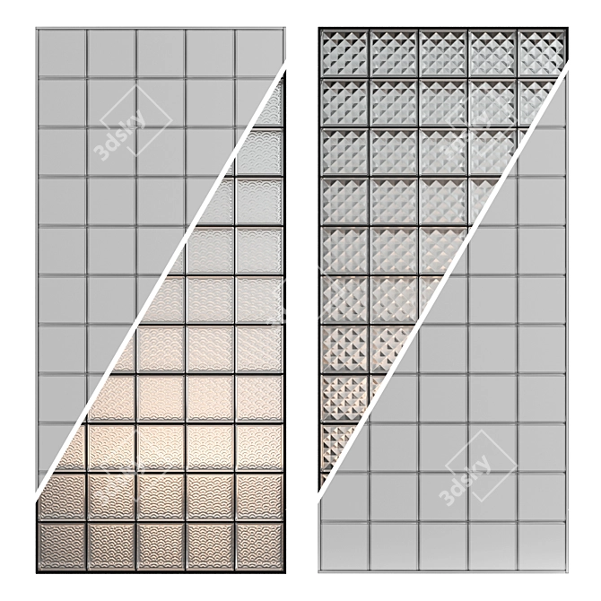 Square Glass Block Partition 3D model image 2