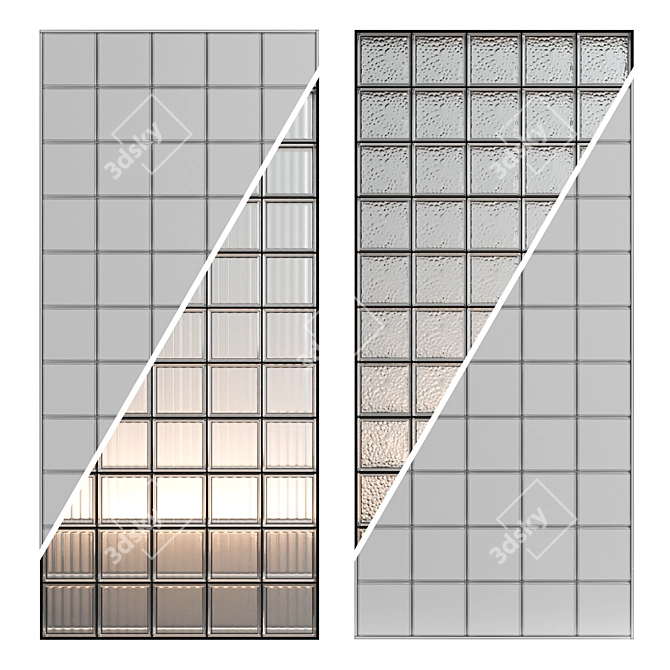 Square Glass Block Partition 3D model image 3