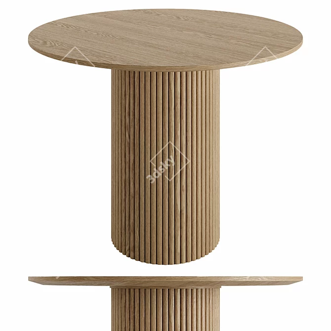 Rustic Round Wood Dining Table 3D model image 2