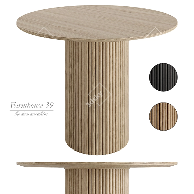 Rustic Round Wood Dining Table 3D model image 5