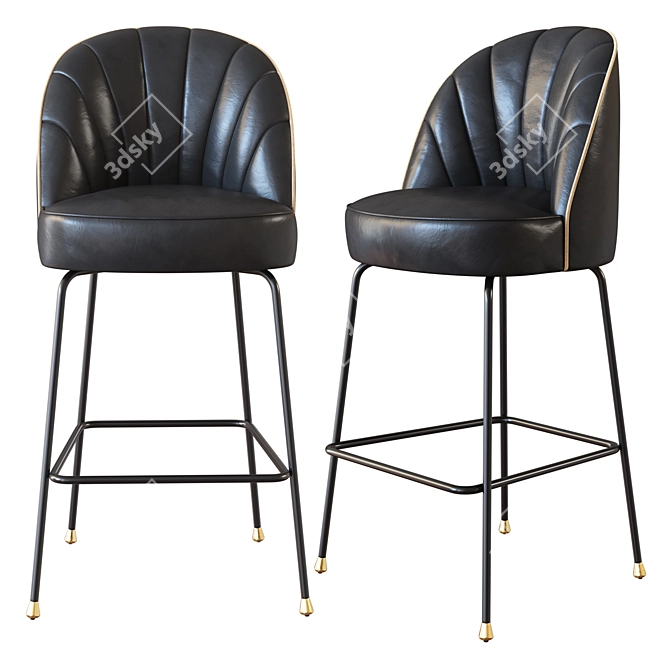 Modern Industrial Carmel Bar Stool 3D model image 1