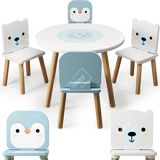 Janod Kids Table Chair Set 3D model image 1