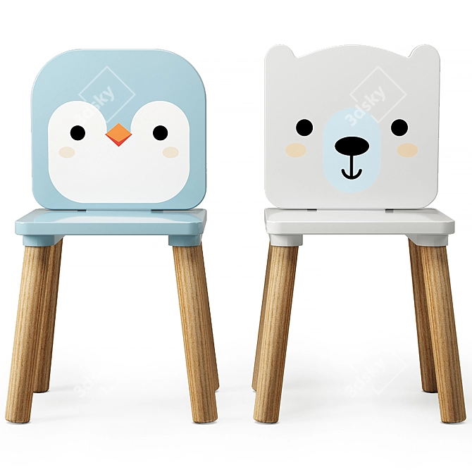 Janod Kids Table Chair Set 3D model image 2