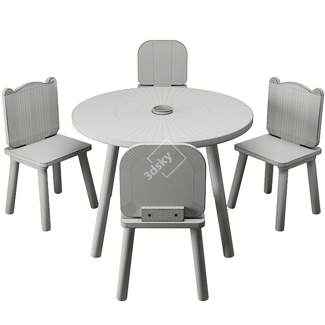 Janod Kids Table Chair Set 3D model image 3