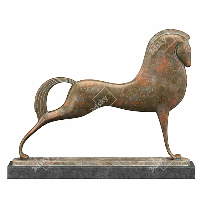 Etruscan Copper Horse Sculpture 3D model image 2