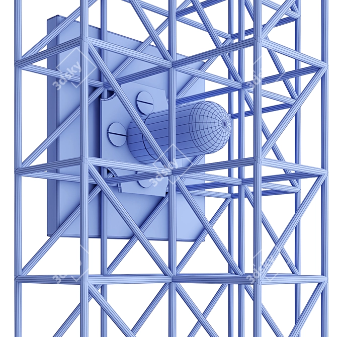 Brass Gridlock Sconce: Modern Elegance 3D model image 2