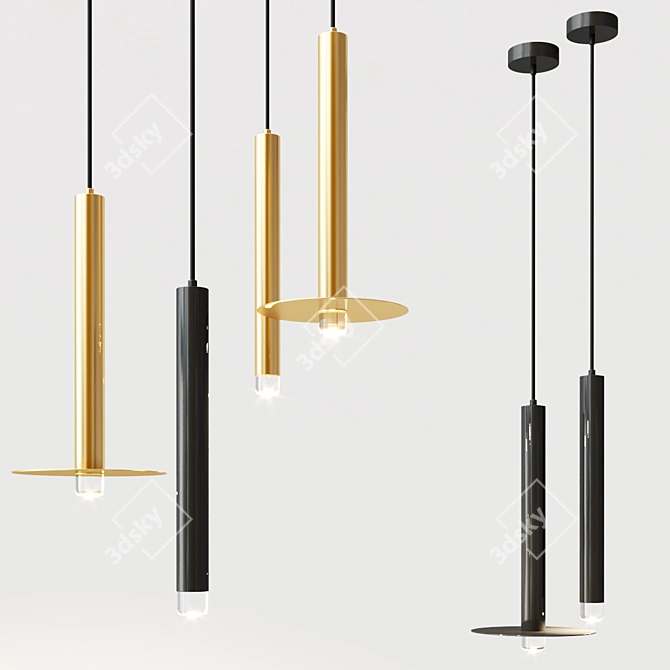 Modern Acrylic and Metal Pendant 3D model image 1