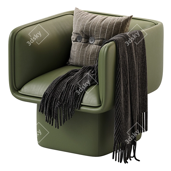 Contemporary Missana Block Armchair 3D model image 2