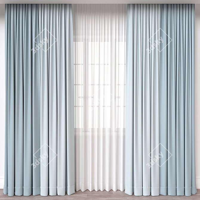 Modern 3D Curtain Model Mesh 3D model image 1