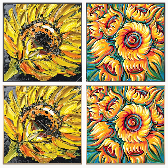 Wall Art Set with Frames 3D model image 2