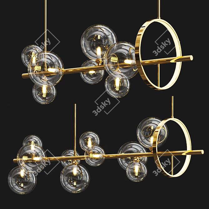 Harmonious Glass Metal Chandelier 3D model image 3