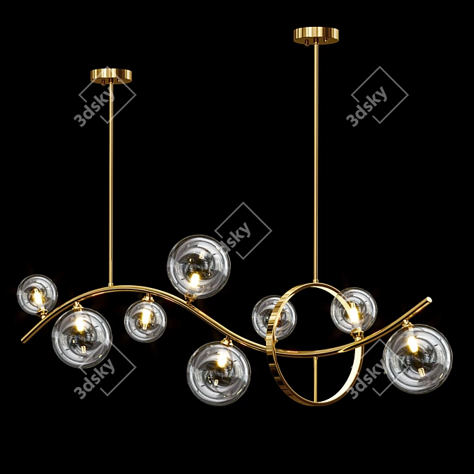 Elegant Melody Wave Pendant Lamp 3D model image 4