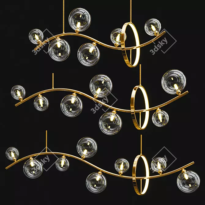 Elegant Melody Wave Pendant Lamp 3D model image 6