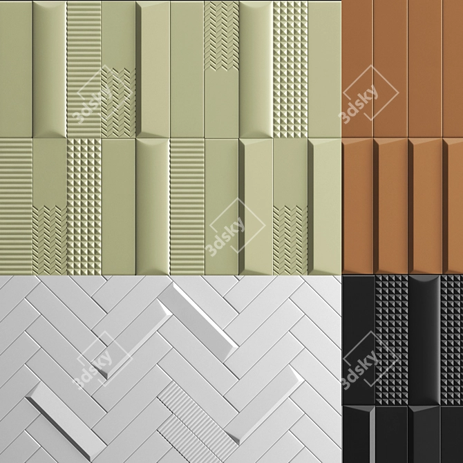 Biscuit 3D Panel Wall Tiles 3D model image 1