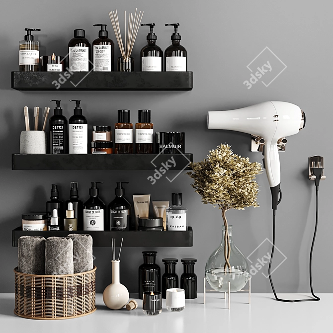 Modern Bathroom Accessories Set 3D model image 1