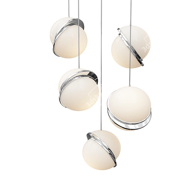 Elegant Metal Inset Chandelier 3D model image 1