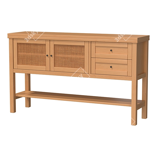 Scandinavian Retro Pine Console 3D model image 1