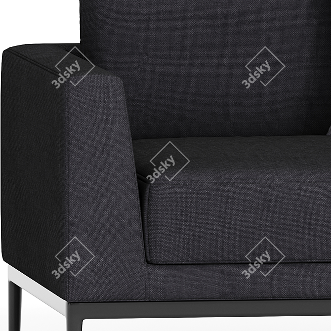 Elegant Fabric 2-Seater Sofa 3D model image 2