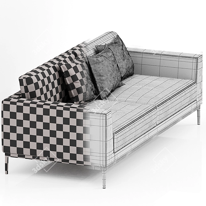 Elegant Fabric 2-Seater Sofa 3D model image 3