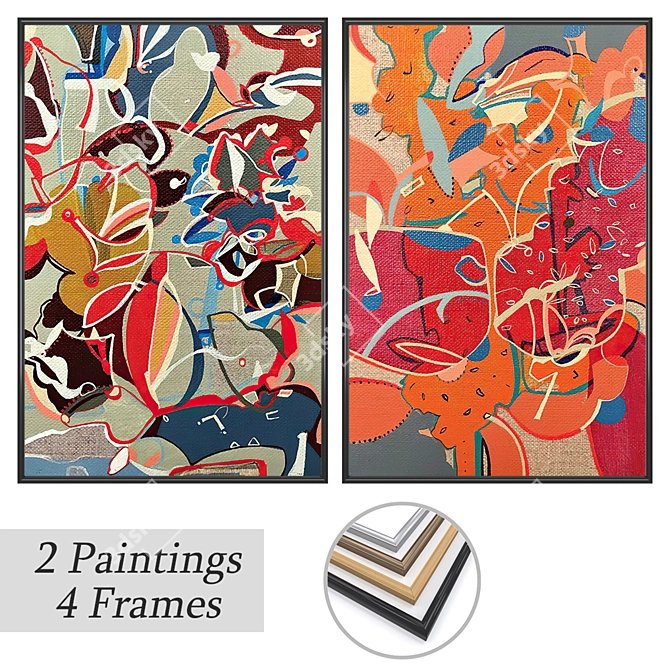 Artwork Set with Multiple Frames 3D model image 1