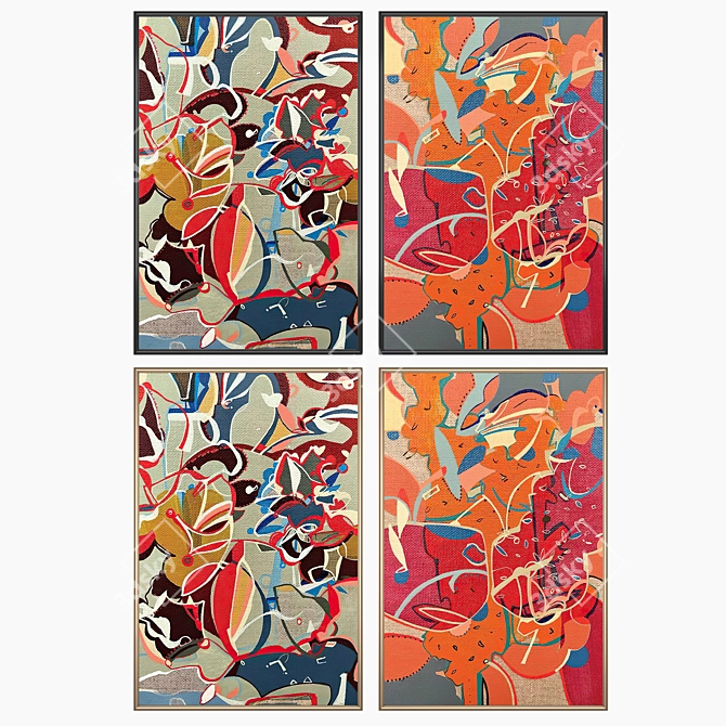Artwork Set with Multiple Frames 3D model image 2