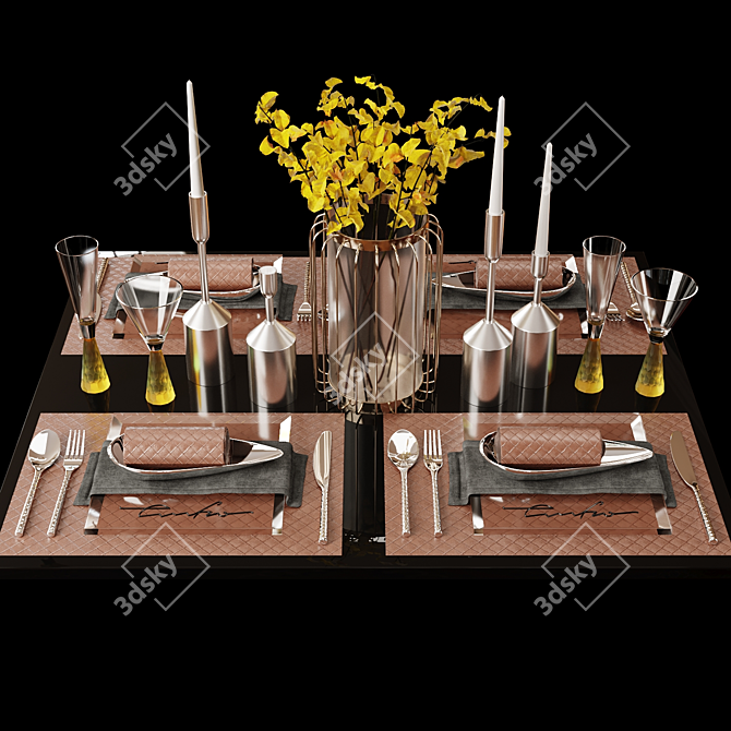 Modern Water Drop Dining Table 3D model image 3