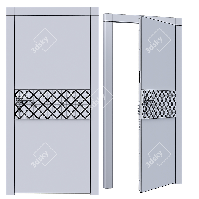 Designer Glass Brass Door: 1100.75mm 3D model image 2