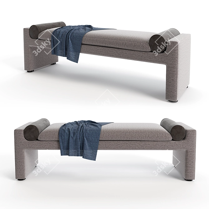 Modern Fabric and Plastic Bench 3D model image 1