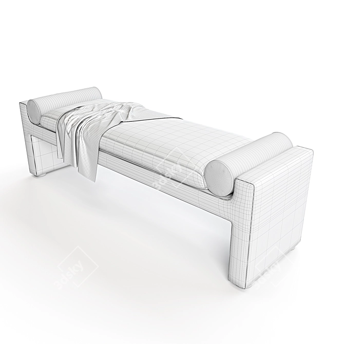 Modern Fabric and Plastic Bench 3D model image 4