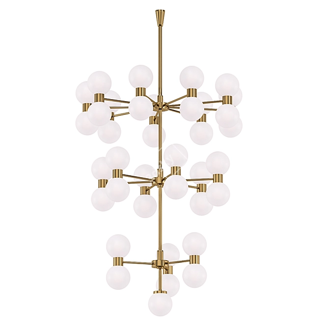 Elegant Brass Glass Chandelier 3D model image 1