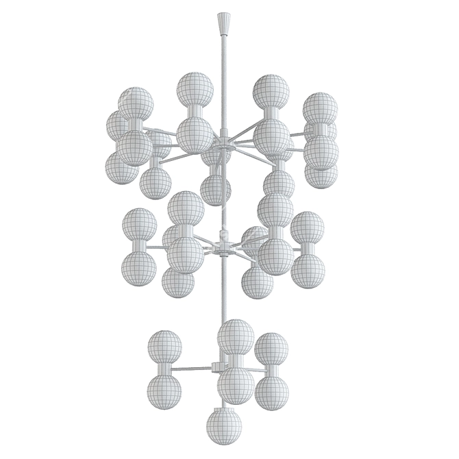 Elegant Brass Glass Chandelier 3D model image 2