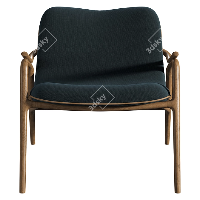 Elegant Wood Armchair Customize Fabric 3D model image 3